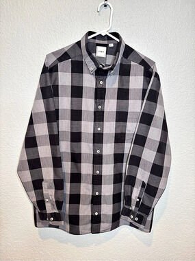 ROWM Men's Checkered Button Down Shirt Gray XL-T Like New